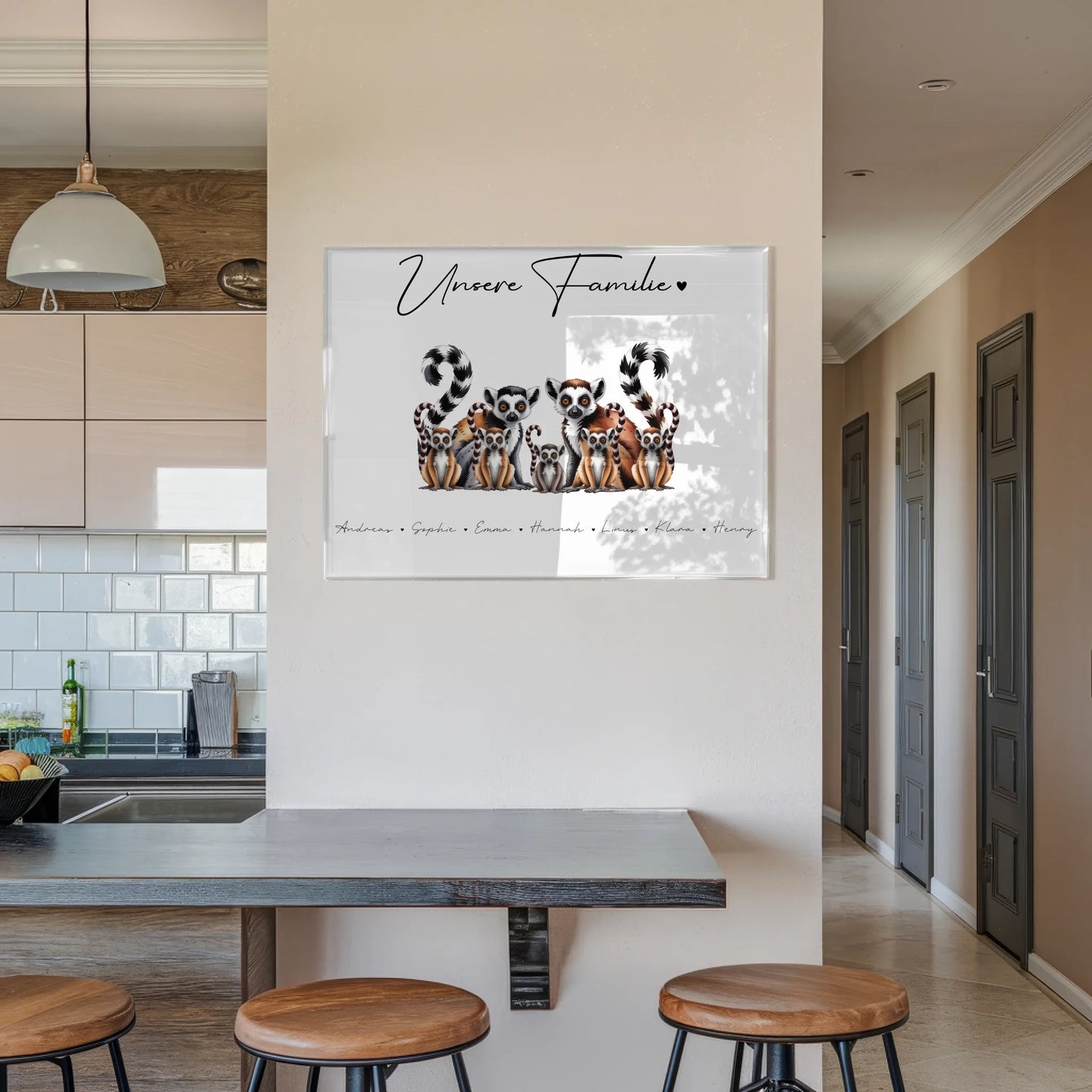Acrylglas Bild Personalisiert Lemur Familienporträt Geschenk für Mama Papa Oma Opa