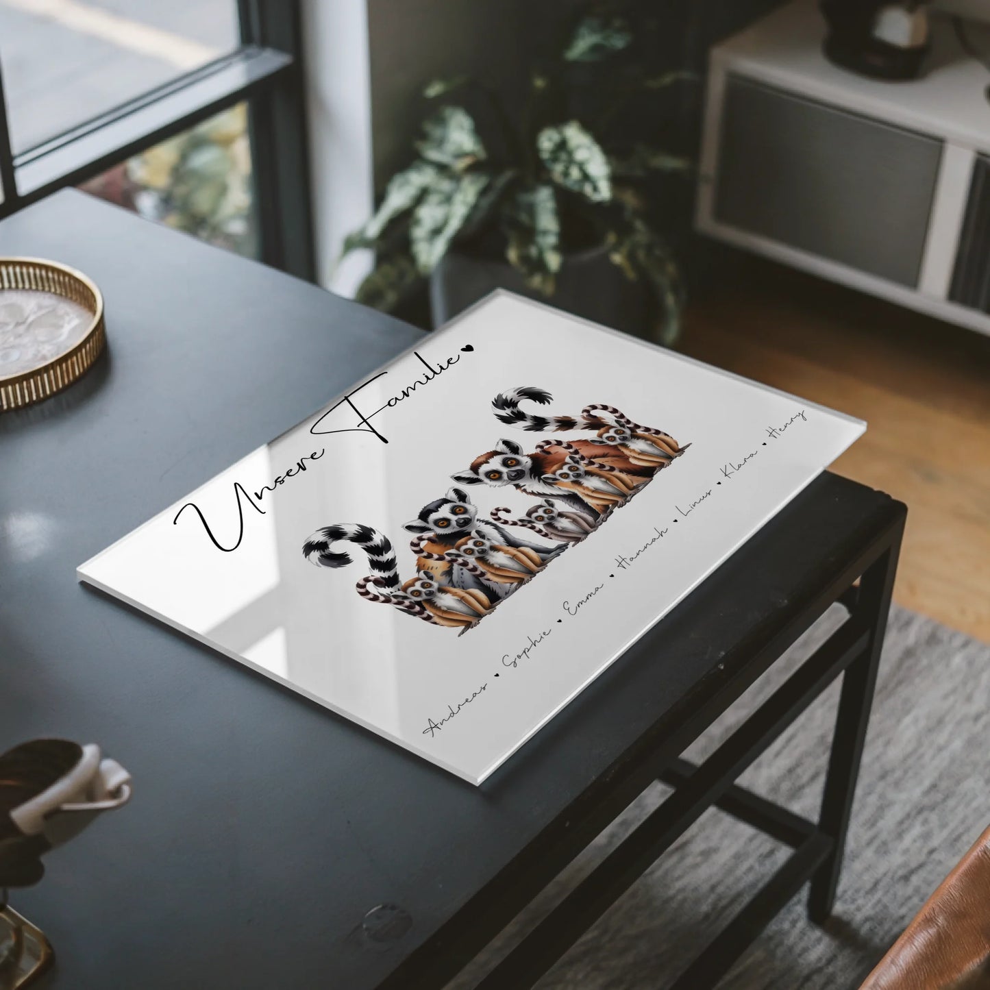 Acrylglas Bild Personalisiert Lemur Familienporträt Geschenk für Mama Papa Oma Opa