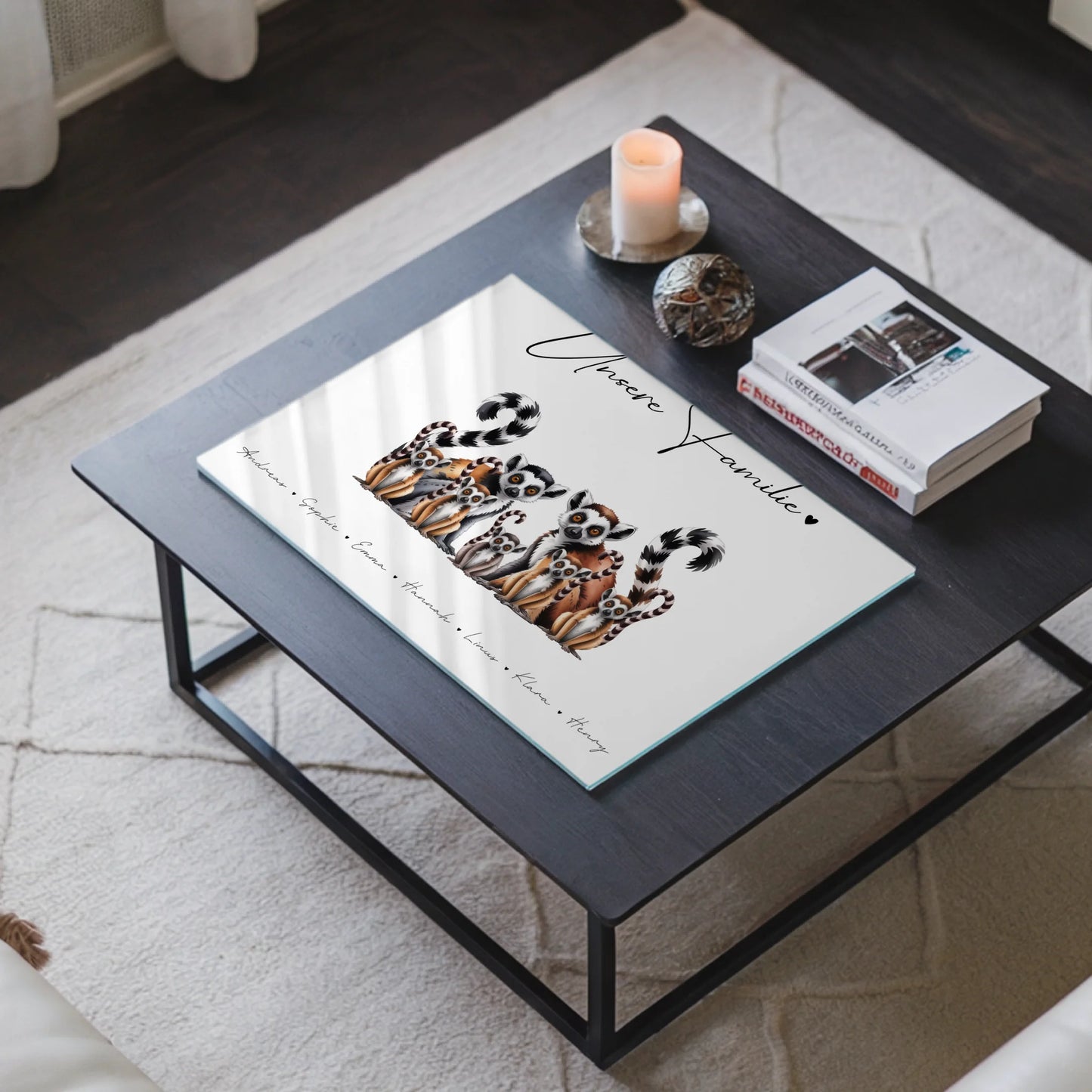 Acrylglas Bild Personalisiert Lemur Familienporträt Geschenk für Mama Papa Oma Opa