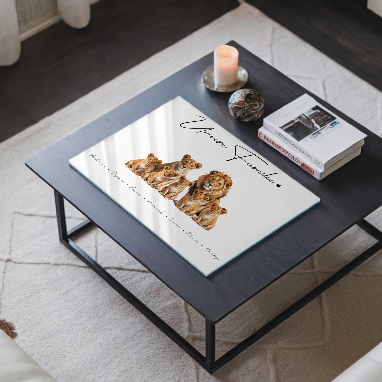 Acrylglas Wandbild Personalisiert Löwen Familienporträt Geschenk für Oma Opa Mama Papa
