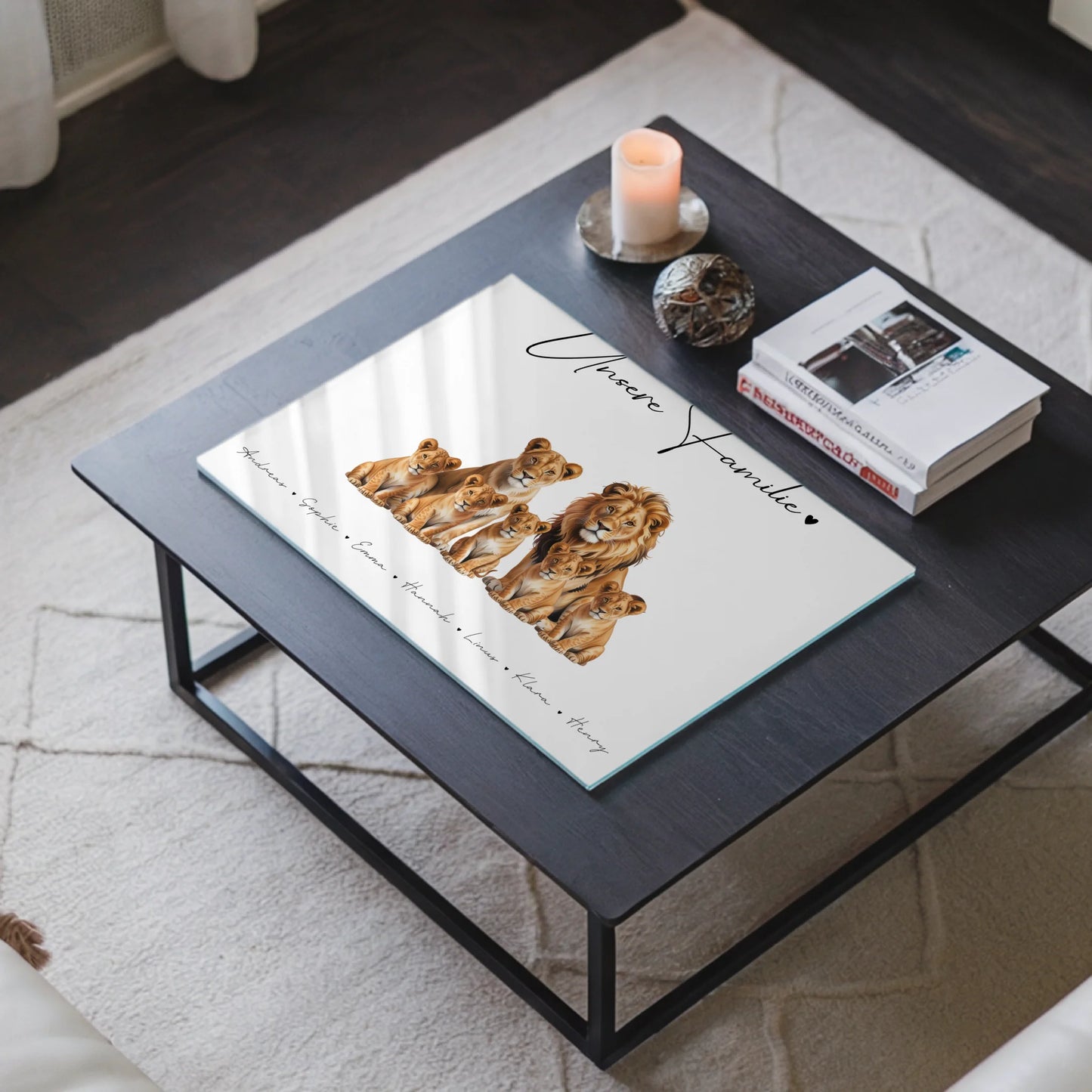 Acrylglas Wandbild Personalisiert Löwen Familienporträt Geschenk für Oma Opa Mama Papa