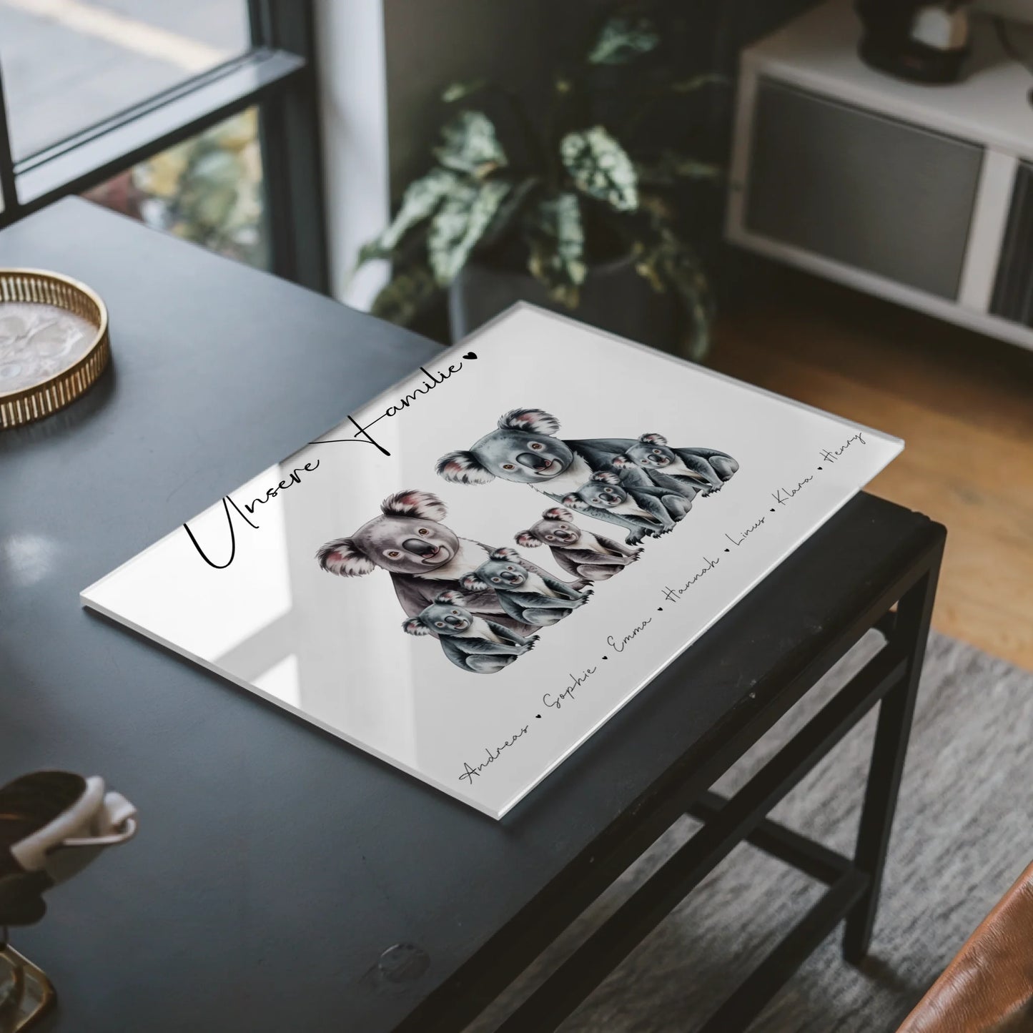 Personalisiertes Acrylglas Wandbild Koala Familienporträt Geschenk für Papa Mama Oma Opa