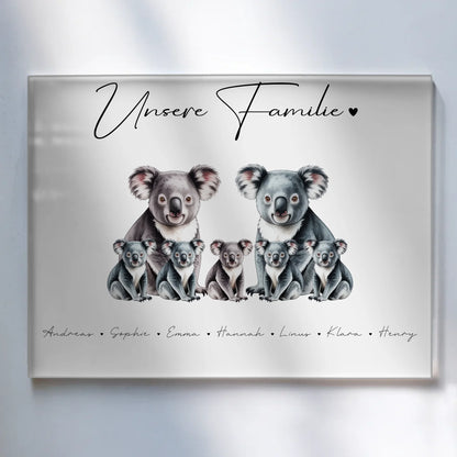 Personalisiertes Acrylglas Wandbild Koala Familienporträt Geschenk für Papa Mama Oma Opa