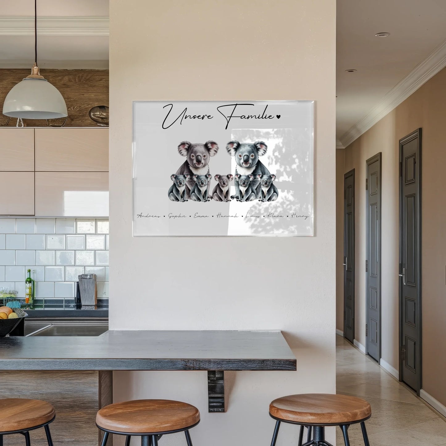 Personalisiertes Acrylglas Wandbild Koala Familienporträt Geschenk für Papa Mama Oma Opa