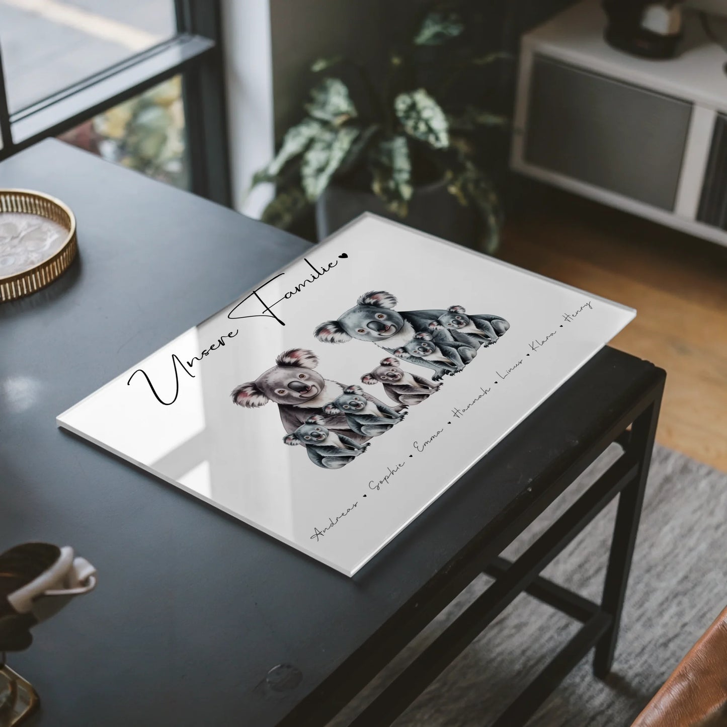 Personalisiertes Acrylglas Wandbild Koala Familienporträt Geschenk für Papa Mama Oma Opa