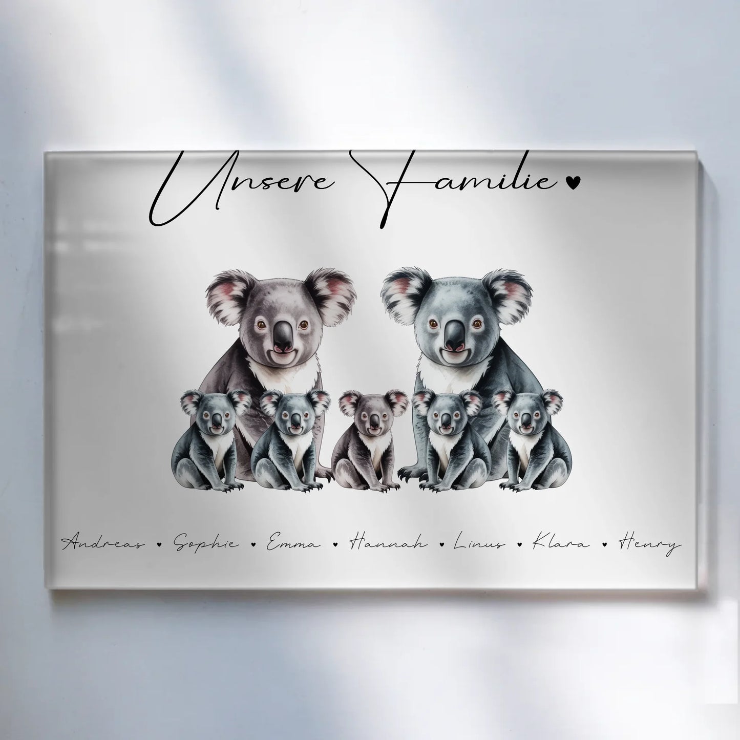 Personalisiertes Acrylglas Wandbild Koala Familienporträt Geschenk für Papa Mama Oma Opa