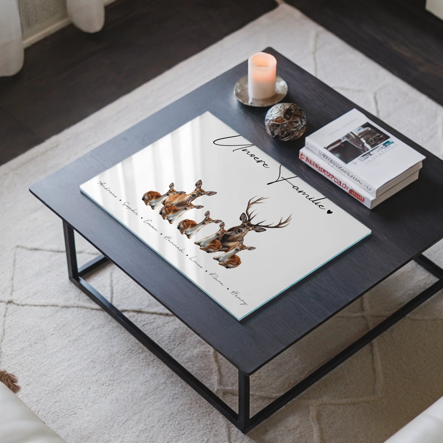 Personalisiertes Acrylglasbild Magnetisch Reh Familienporträt Geschenk für Mama Papa Oma Opa
