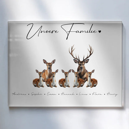 Personalisiertes Acrylglasbild Magnetisch Reh Familienporträt Geschenk für Mama Papa Oma Opa