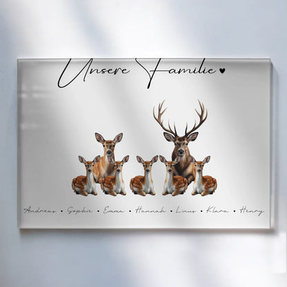 Personalisiertes Acrylglasbild Magnetisch Reh Familienporträt Geschenk für Mama Papa Oma Opa