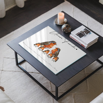Personalisiertes Acrylglas Bild magnetisch Rotkehlchen Familienporträt Geschenk für Oma Opa Mama Papa