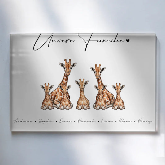 Acrylglasbild Personalisiert magnetisch Giraffe Familienporträt Geschenk für Papa Mama Oma Opa
