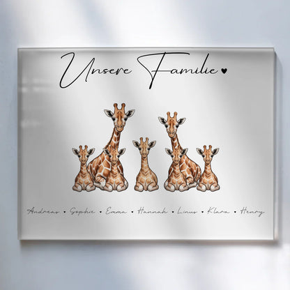 Acrylglasbild Personalisiert magnetisch Giraffe Familienporträt Geschenk für Papa Mama Oma Opa