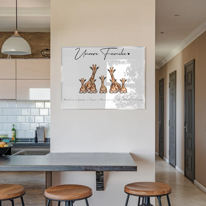 Acrylglasbild Personalisiert magnetisch Giraffe Familienporträt Geschenk für Papa Mama Oma Opa