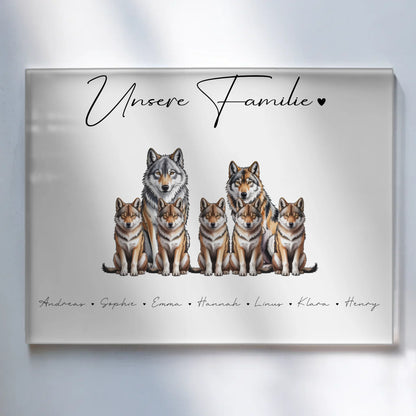 Acrylglas Bild Personalisiert magnetisch Wolf Familienporträt Geschenk für Mama Papa Oma Opa