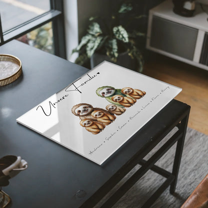 Acrylglas Wandbild Personalisiert magnetisch Faultier Familienporträt Geschenk für Oma Opa Mama Papa