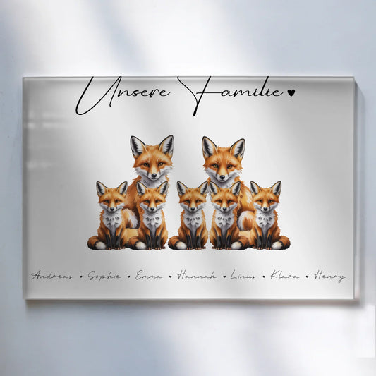 Personalisiertes Acrylglas Wandbild magnetisch Fuchs Familienporträt Geschenk für Papa Mama Oma Opa