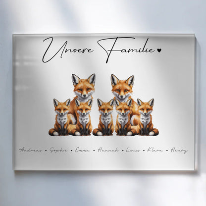 Personalisiertes Acrylglas Wandbild magnetisch Fuchs Familienporträt Geschenk für Papa Mama Oma Opa