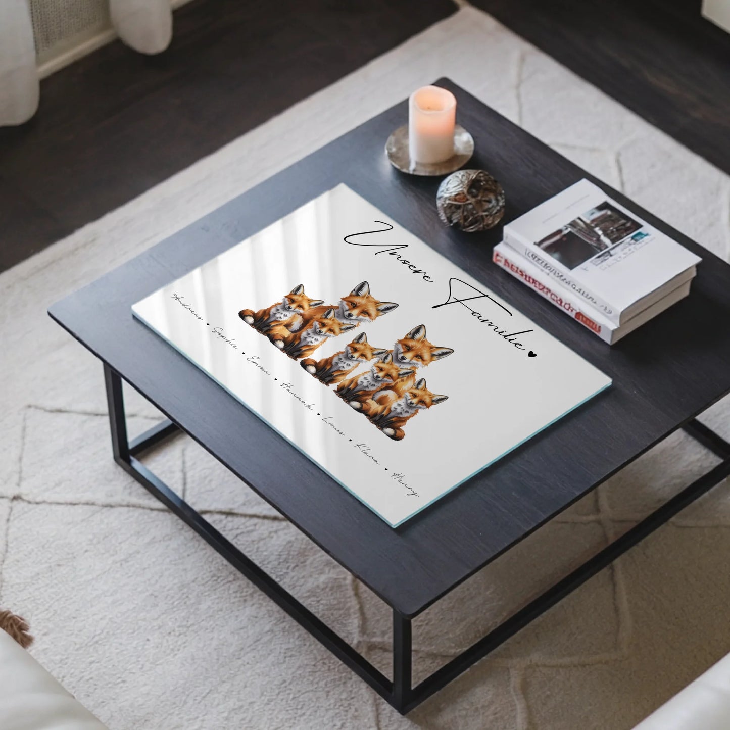 Personalisiertes Acrylglas Wandbild magnetisch Fuchs Familienporträt Geschenk für Papa Mama Oma Opa