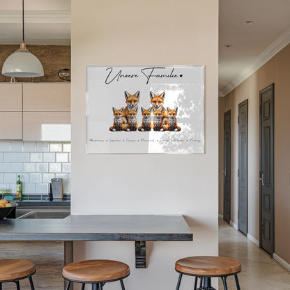 Personalisiertes Acrylglas Wandbild magnetisch Fuchs Familienporträt Geschenk für Papa Mama Oma Opa