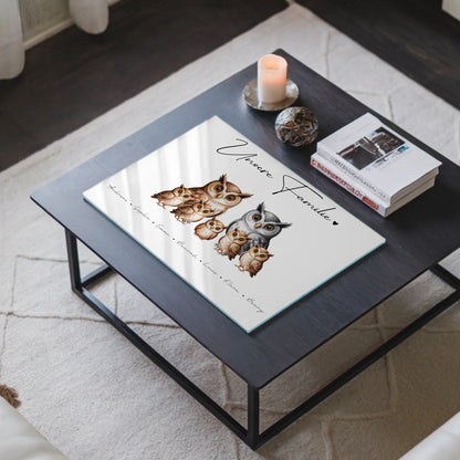 Personalisiertes Acrylglasbild Eulen Familienporträt Geschenk für Mama Papa Oma Opa