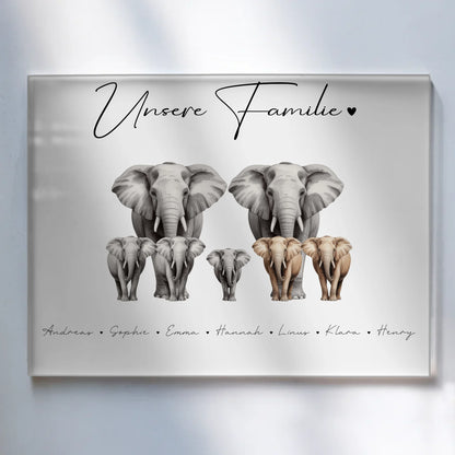 Personalisiertes Acrylglas Bild Elefanten Familienporträt Geschenk für Oma Opa Mama Papa