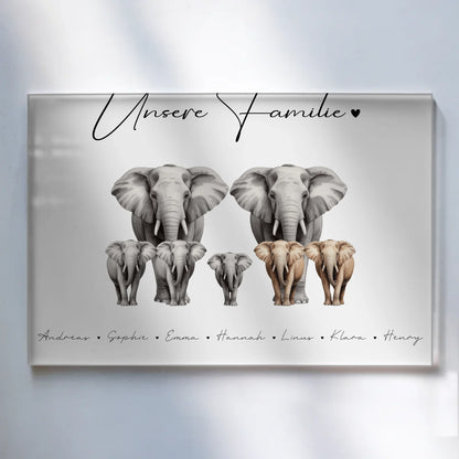 Personalisiertes Acrylglas Bild Elefanten Familienporträt Geschenk für Oma Opa Mama Papa