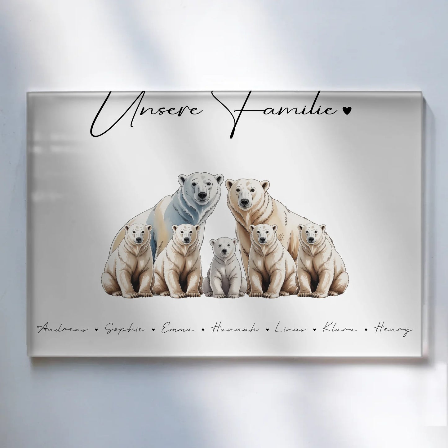Acrylglasbild Personalisiert Eisbär Familienporträt Geschenk für Papa Mama Oma Opa