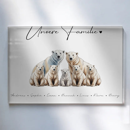 Acrylglasbild Personalisiert Eisbär Familienporträt Geschenk für Papa Mama Oma Opa