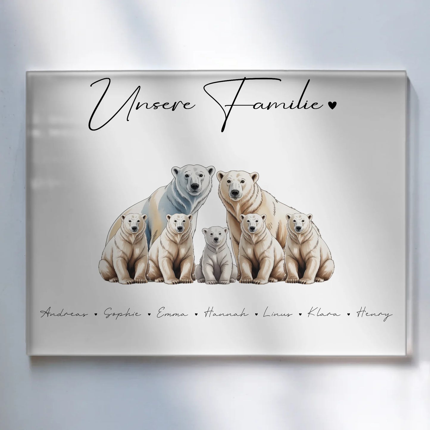 Acrylglasbild Personalisiert Eisbär Familienporträt Geschenk für Papa Mama Oma Opa