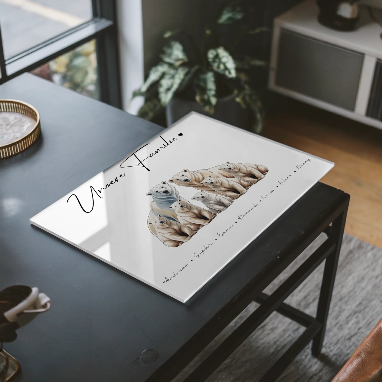 Acrylglasbild Personalisiert Eisbär Familienporträt Geschenk für Papa Mama Oma Opa