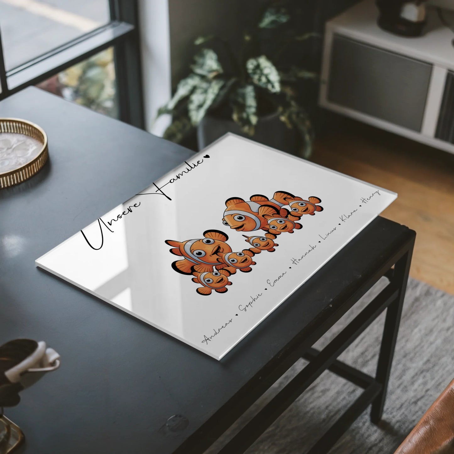 Acrylglas Bild Personalisiert Clownfisch Familienporträt Geschenk für Mama Papa Oma Opa