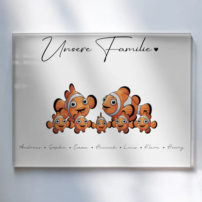 Acrylglas Bild Personalisiert Clownfisch Familienporträt Geschenk für Mama Papa Oma Opa
