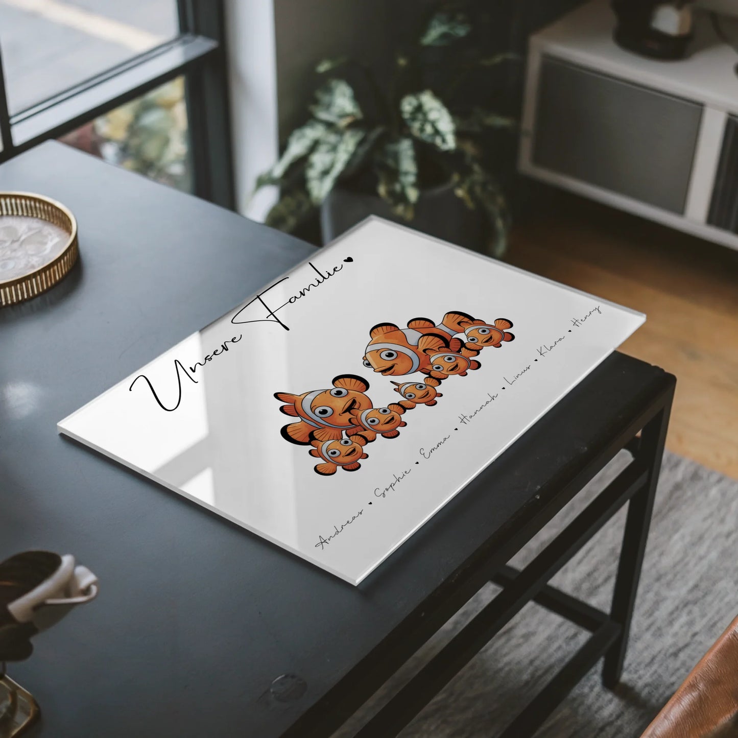 Acrylglas Bild Personalisiert Clownfisch Familienporträt Geschenk für Mama Papa Oma Opa