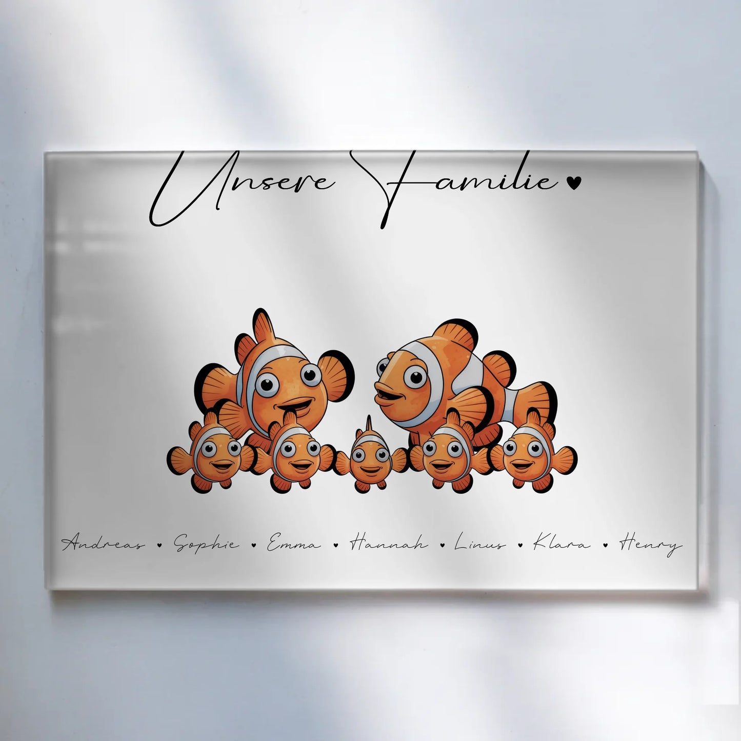 Acrylglas Bild Personalisiert Clownfisch Familienporträt Geschenk für Mama Papa Oma Opa