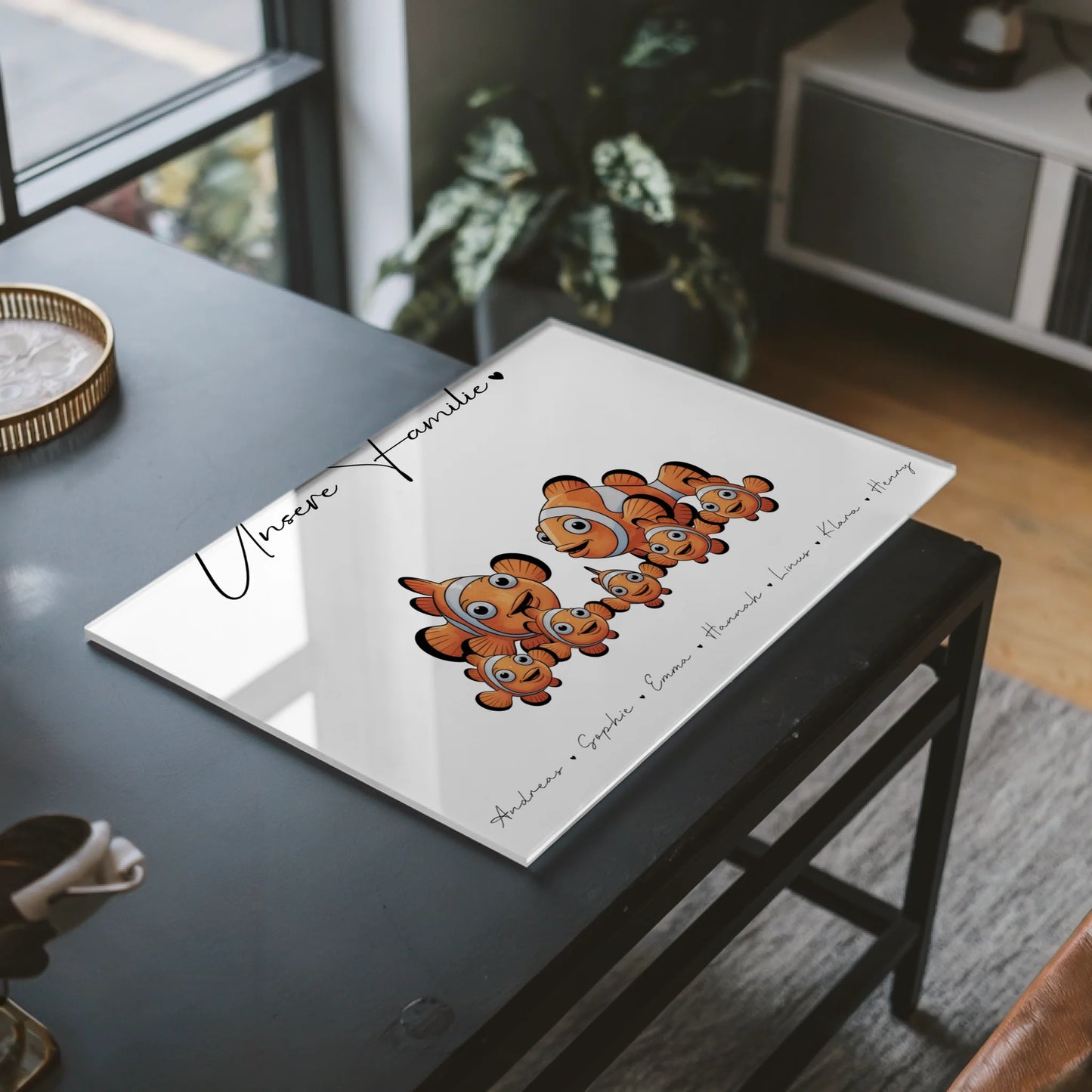 Acrylglas Bild Personalisiert Clownfisch Familienporträt Geschenk für Mama Papa Oma Opa