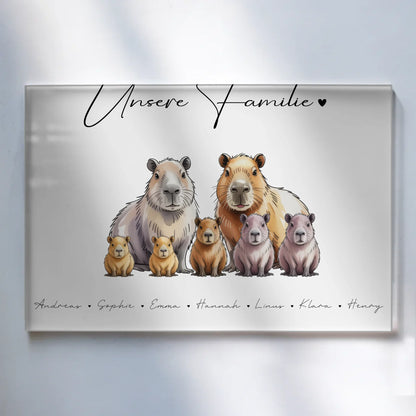 Acrylglas Wandbild Personalisiert Capybara Familienporträt Geschenk für Oma Opa Mama Papa