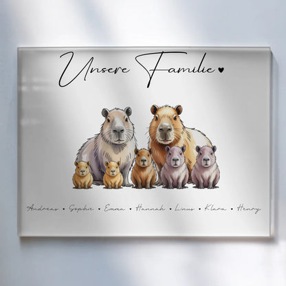 Acrylglas Wandbild Personalisiert Capybara Familienporträt Geschenk für Oma Opa Mama Papa