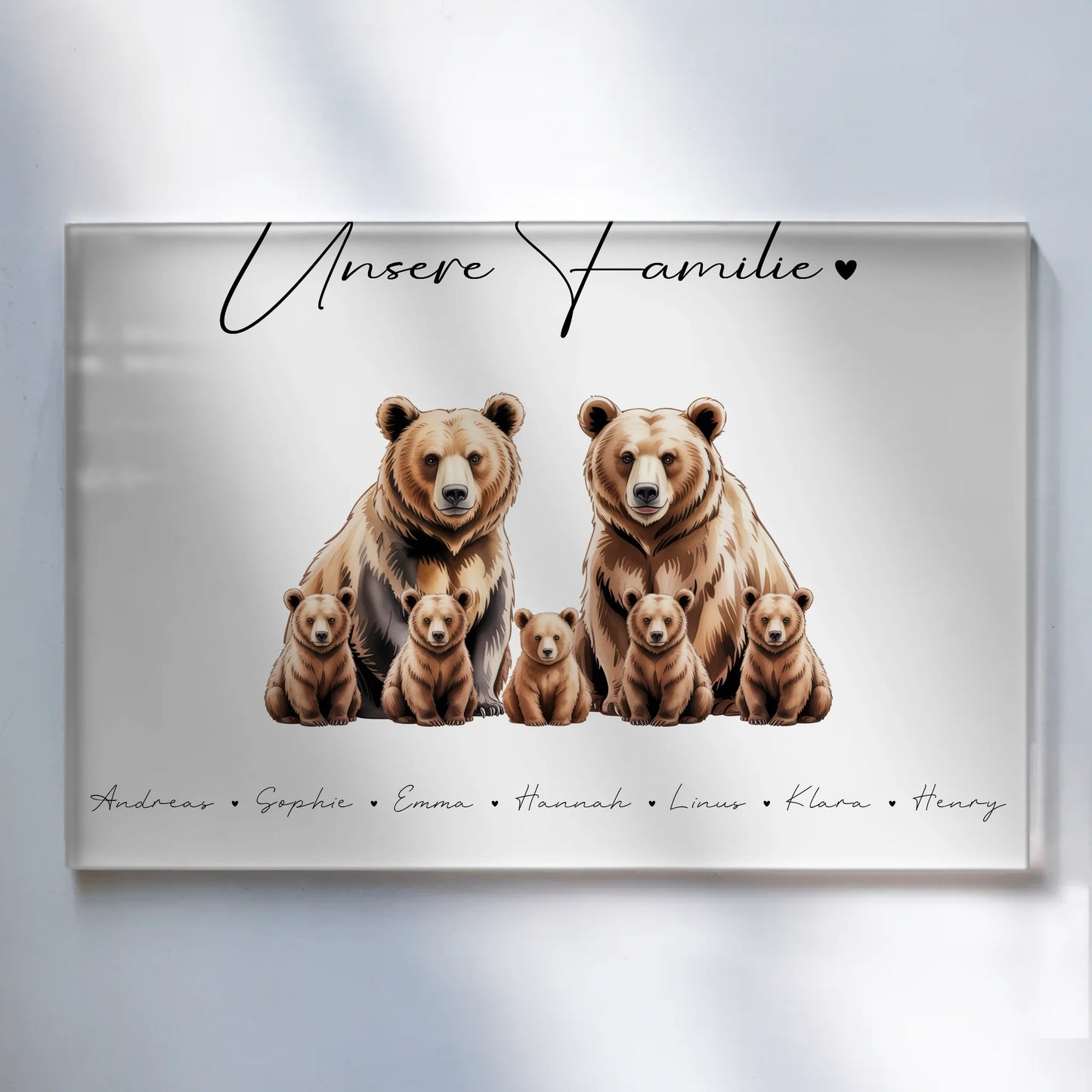 Personalisiertes Acrylglas Wandbild Bären Familienporträt Geschenk für Papa Mama Oma Opa