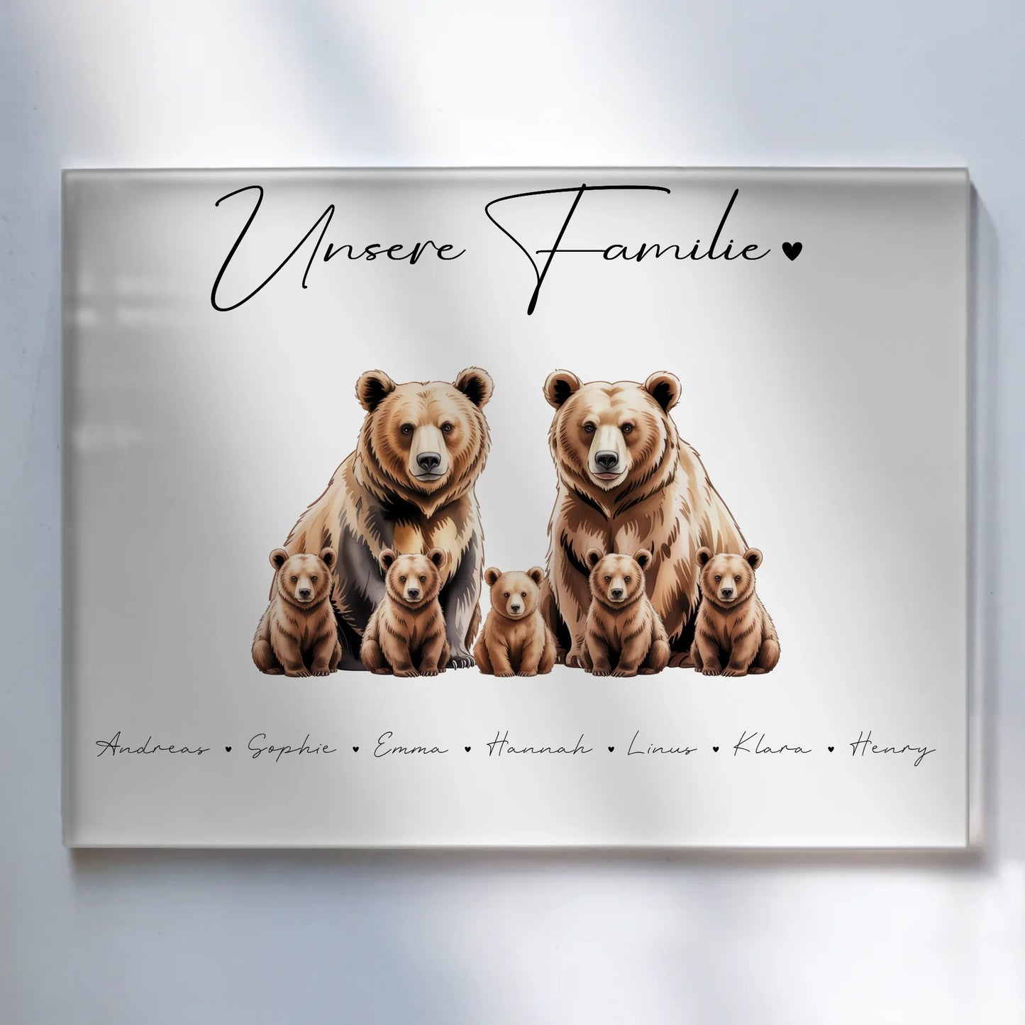 Personalisiertes Acrylglas Wandbild Bären Familienporträt Geschenk für Papa Mama Oma Opa