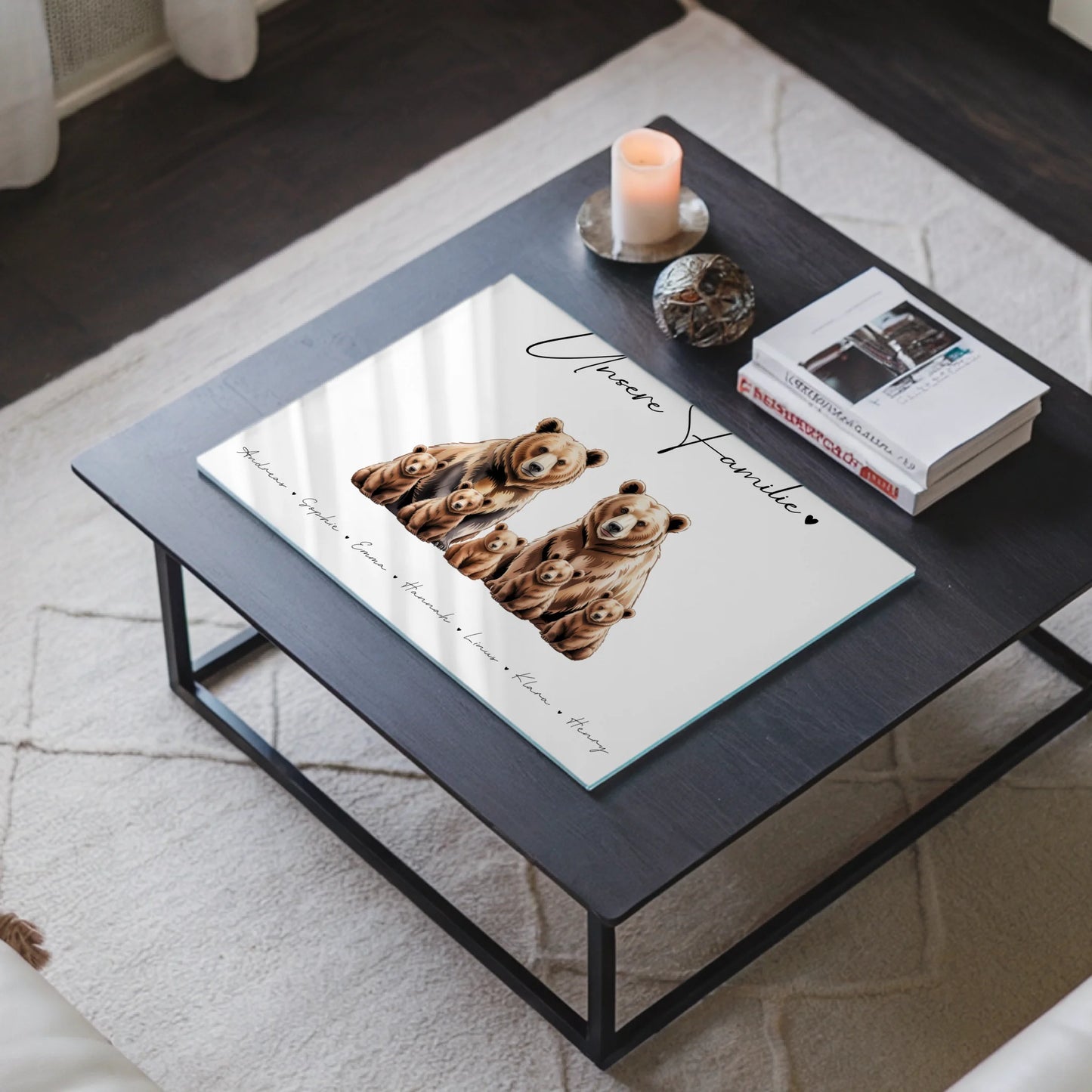 Personalisiertes Acrylglas Wandbild Bären Familienporträt Geschenk für Papa Mama Oma Opa