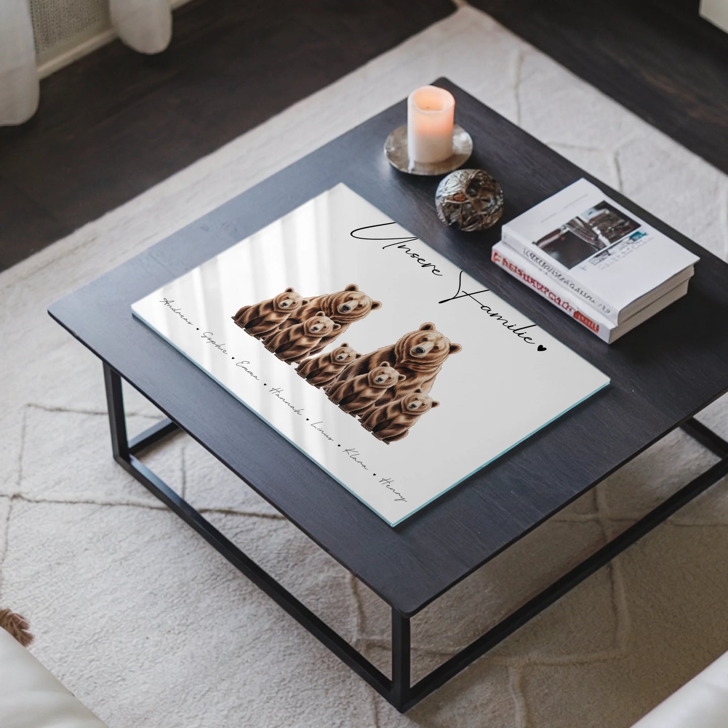Personalisiertes Acrylglasbild Magnetisch Braunbären Familienporträt Geschenk für Mama Papa Oma Opa