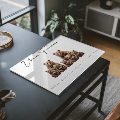 Personalisiertes Acrylglasbild Magnetisch Braunbären Familienporträt Geschenk für Mama Papa Oma Opa