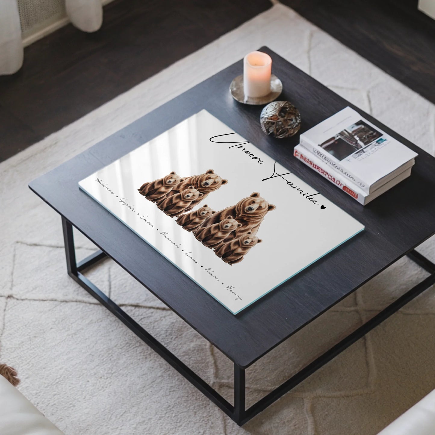 Personalisiertes Acrylglasbild Magnetisch Braunbären Familienporträt Geschenk für Mama Papa Oma Opa
