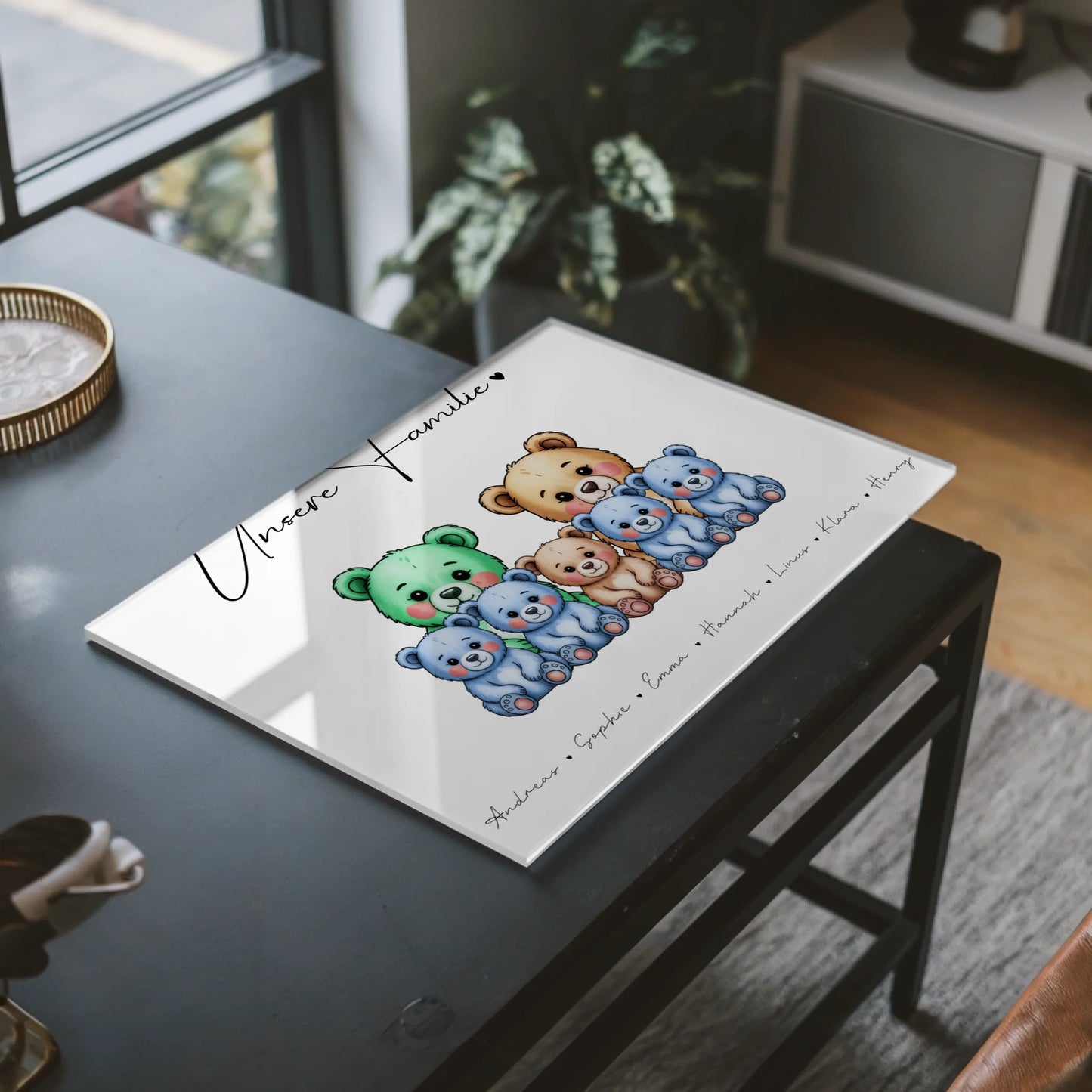 Personalisiertes Acrylglas Bild magnetisch Bärchen Familienporträt Geschenk für Oma Opa Mama Papa