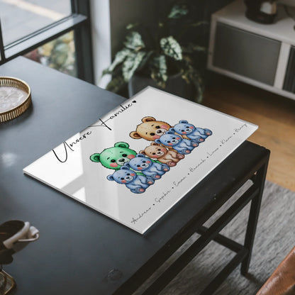 Personalisiertes Acrylglas Bild magnetisch Bärchen Familienporträt Geschenk für Oma Opa Mama Papa