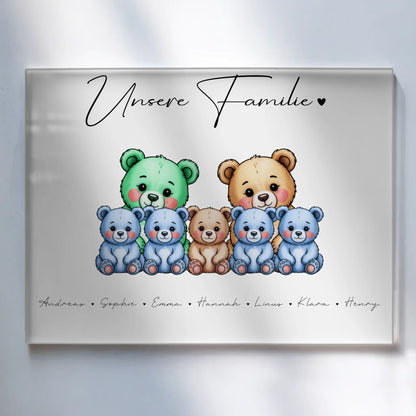 Personalisiertes Acrylglas Bild magnetisch Bärchen Familienporträt Geschenk für Oma Opa Mama Papa