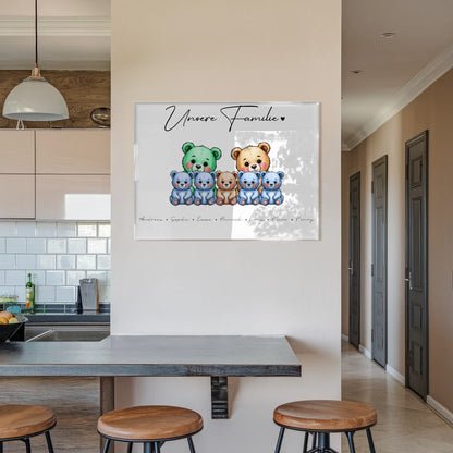 Personalisiertes Acrylglas Bild magnetisch Bärchen Familienporträt Geschenk für Oma Opa Mama Papa