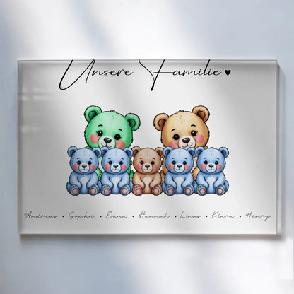 Personalisiertes Acrylglas Bild magnetisch Bärchen Familienporträt Geschenk für Oma Opa Mama Papa