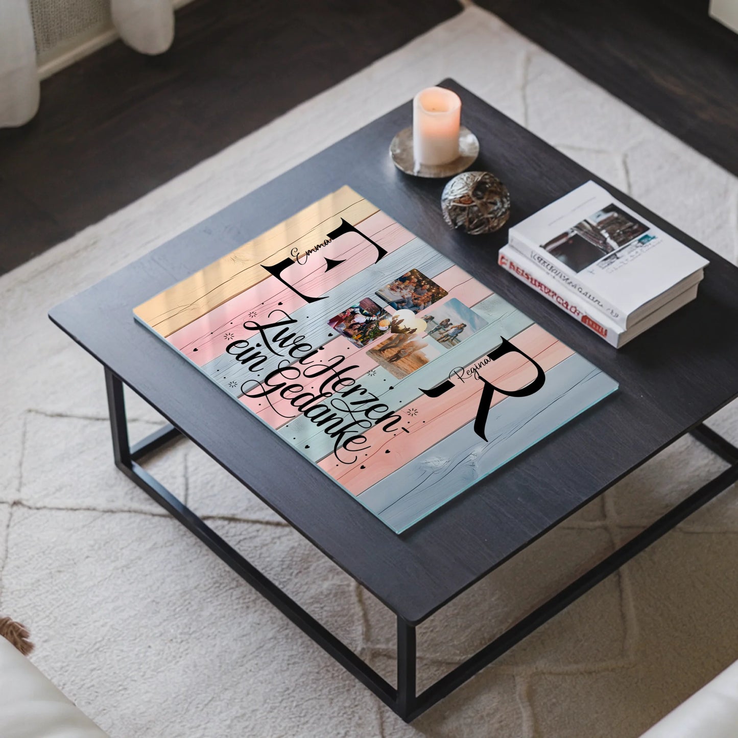 Acrylglas Wandbild Personalisiert magnetisch mit Initialien Namen und Fotos Personalisiert