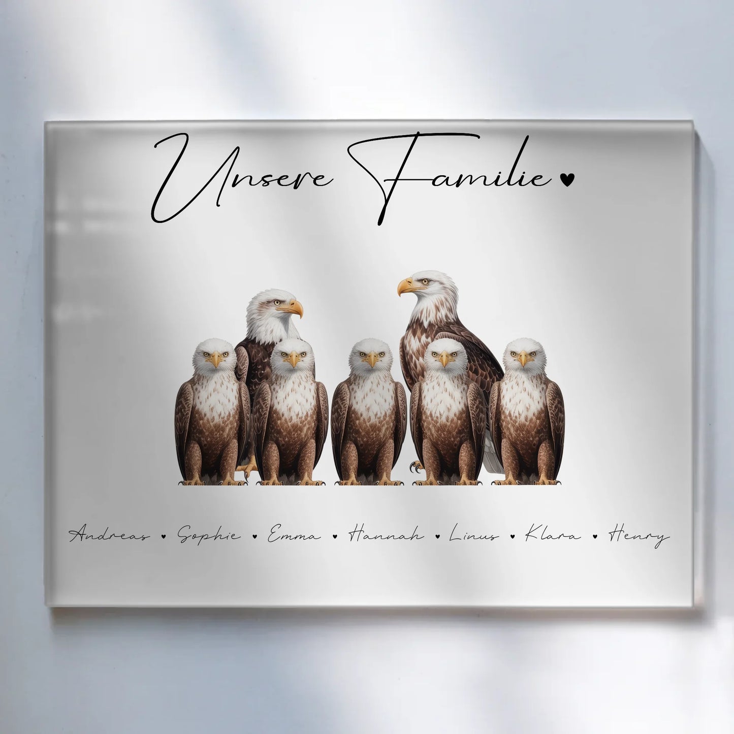Acrylglas Bild Personalisiert magnetisch Adler Familienporträt Geschenk für Mama Papa Oma Opa